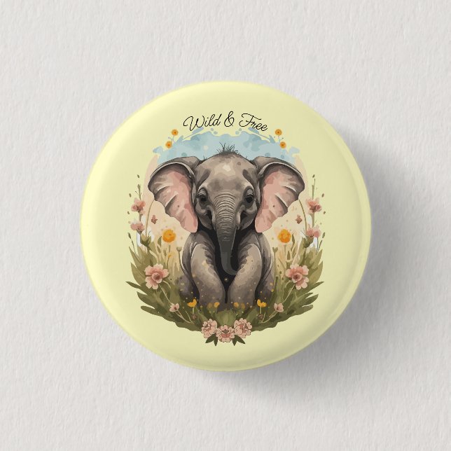 Bóton Redondo 2.54cm Beijo-Elefante Cachorro Febre (Frente)