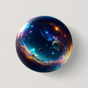 Bóton Redondo 2.54cm Bela Cósmica Galaxy Fantasy Art