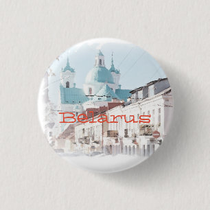 Bóton Redondo 2.54cm Belarus Hrodna Grodno Arquitetura Broche de Botão 