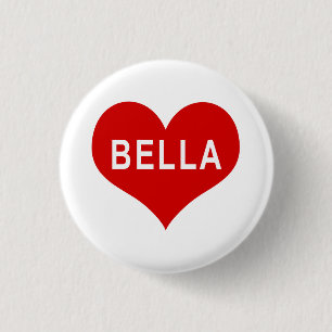 Bóton Redondo 2.54cm BELLA NAME Coração Vermelho de Amor Botão