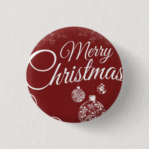 Bóton Redondo 2.54cm Belo Wallpaper Vermelho com decorações de Natal