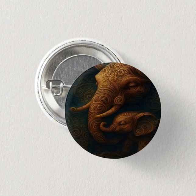 Bóton Redondo 2.54cm Benevolent Elephants Button (Frente & Verso)