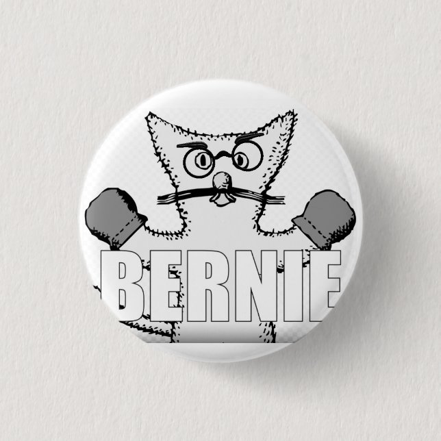 Bóton Redondo 2.54cm Bernie Sanders Cat com Mittens (Frente)