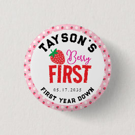 Bóton Redondo 2.54cm Berry First Birthday primeiro aniversario Strawber