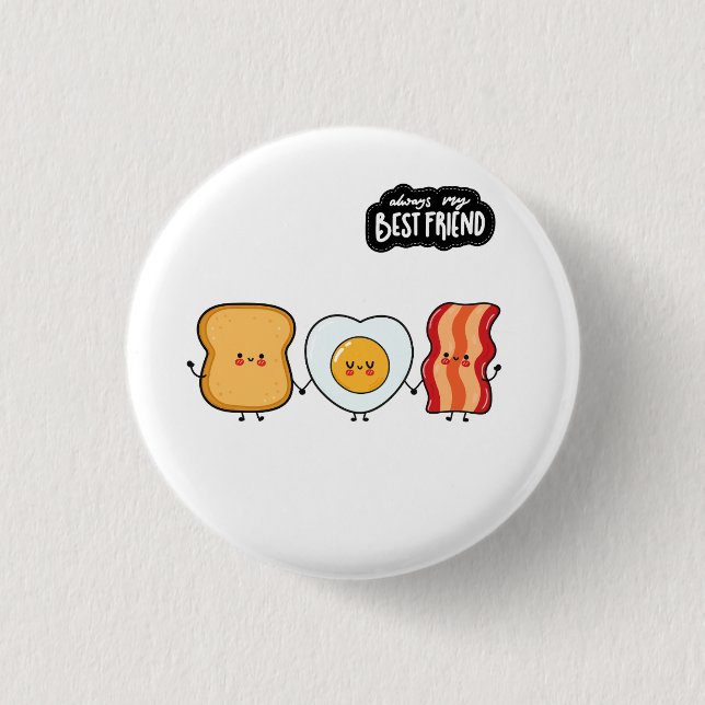Bóton Redondo 2.54cm Best Friend Trio- Bacon Eggs & Toast (Frente)