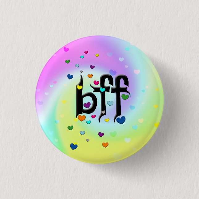 Bóton Redondo 2.54cm bff ~ corações (Frente)