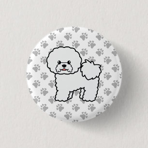 Bóton Redondo 2.54cm Bichon Frise Cute Cartoon Cachorros e Patas