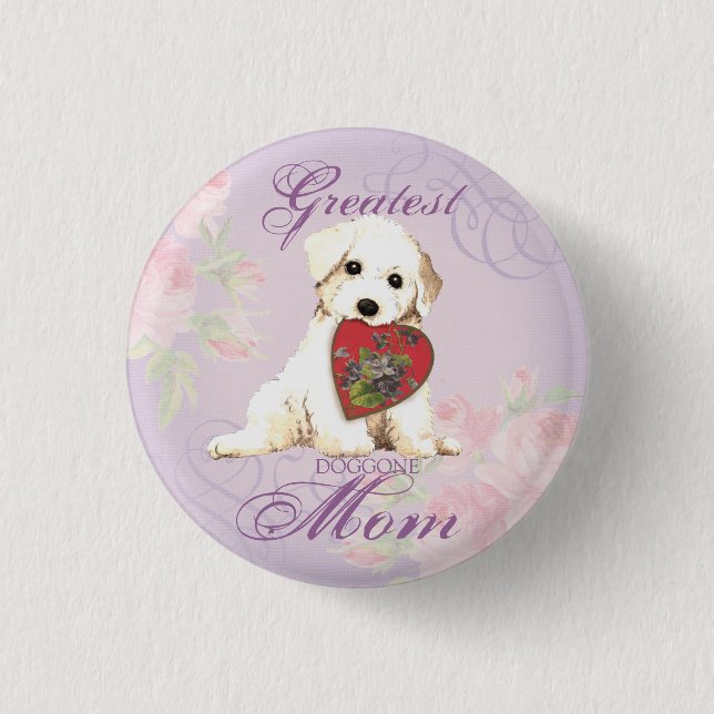 Bóton Redondo 2.54cm Bichon Heart Mãe (Frente)