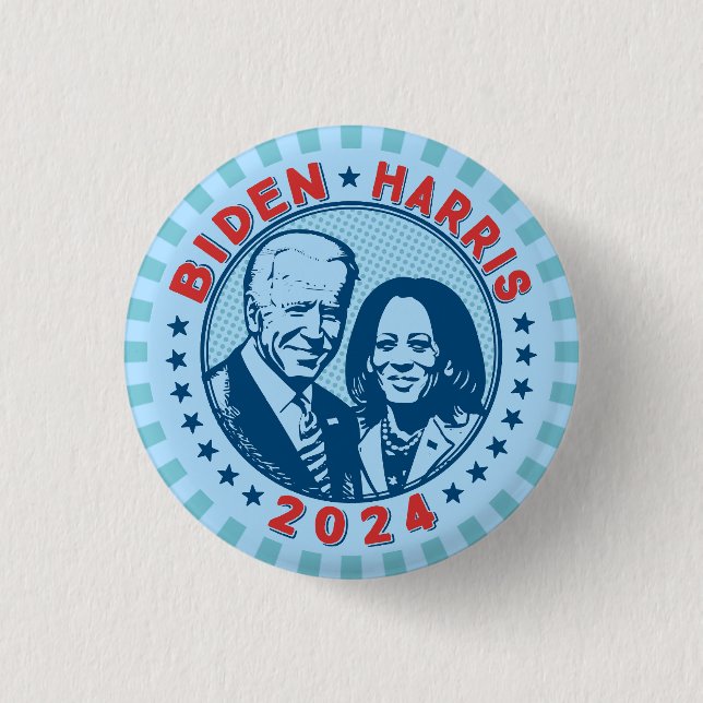 Bóton Redondo 2.54cm Biden Harris 2024 Retro (Frente)