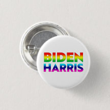 Biden Harris Pride arco-íris cores branco botão de