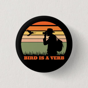 Bóton Redondo 2.54cm Birdwatch Bird Retro Sunset Engraçado