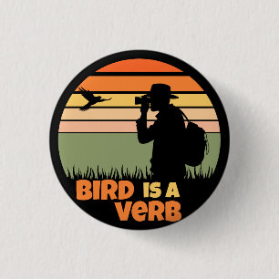 Bóton Redondo 2.54cm Birdwatch Bird Retro Sunset Engraçado