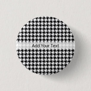 Bóton Redondo 2.54cm Black and White Houndstooth by Shirley Taylor