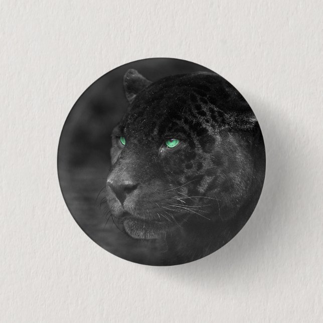 Bóton Redondo 2.54cm Black Jaguars Emerald Gaze (Frente)