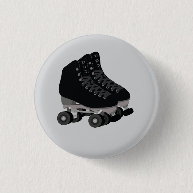 Bóton Redondo 2.54cm Black Rollerskates Button (Frente)