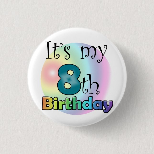 Bóton Redondo 2.54cm Blauwe It's my 8th Birthday (Frente)