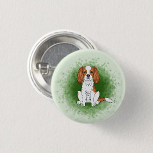 Bóton Redondo 2.54cm Blenheim Cavalier King Charles Spaniel Em Verde