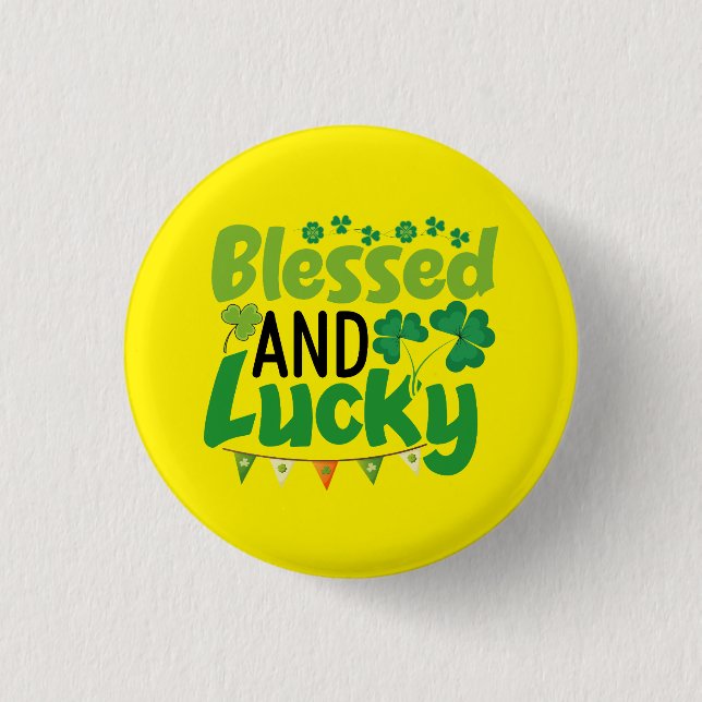 Bóton Redondo 2.54cm Blessed And Lucky St. Patrick’s Day Design-61103 (Frente)