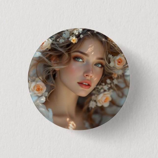 Bóton Redondo 2.54cm Blossom Seraph - Anjo da Primavera Grace (Frente)