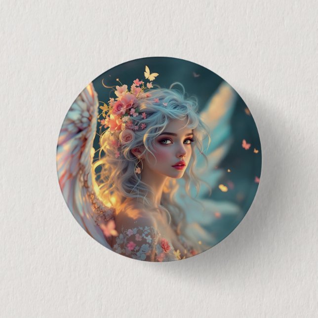 Bóton Redondo 2.54cm Blossom Seraph - Anjo da Primavera Grace (Frente)