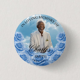 Bóton Redondo 2.54cm Blue Sky Memorial Button Roses Memorial Button 