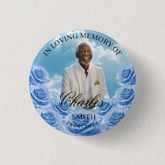 Bóton Redondo 2.54cm Blue Sky Memorial Button Roses Memorial Button 