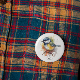 Bóton Redondo 2.54cm Bluetit bonito em uma ramificação, personalizado