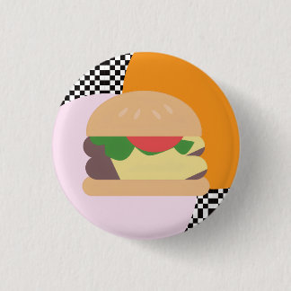 Bóton Redondo 2.54cm Bold Burger Checkered Pink Orange Black 