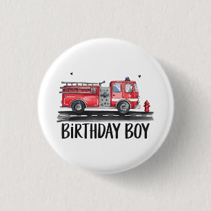 Bóton Redondo 2.54cm Bombeiros de caminhão O aniversário da família Boy