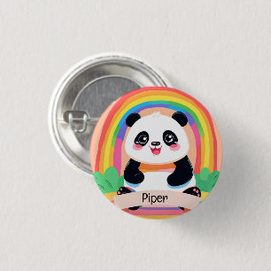 Bóton Redondo 2.54cm Bonito Bebê Panda Rainbow