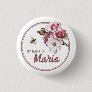 Bóton Redondo 2.54cm Bonito Nome de etiqueta Rosa Rosa Rosa Meu Nome É