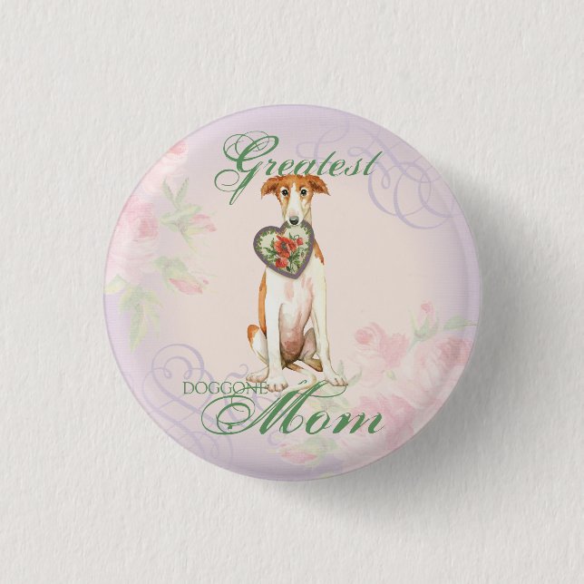 Bóton Redondo 2.54cm Borzoi Heart Mãe (Frente)