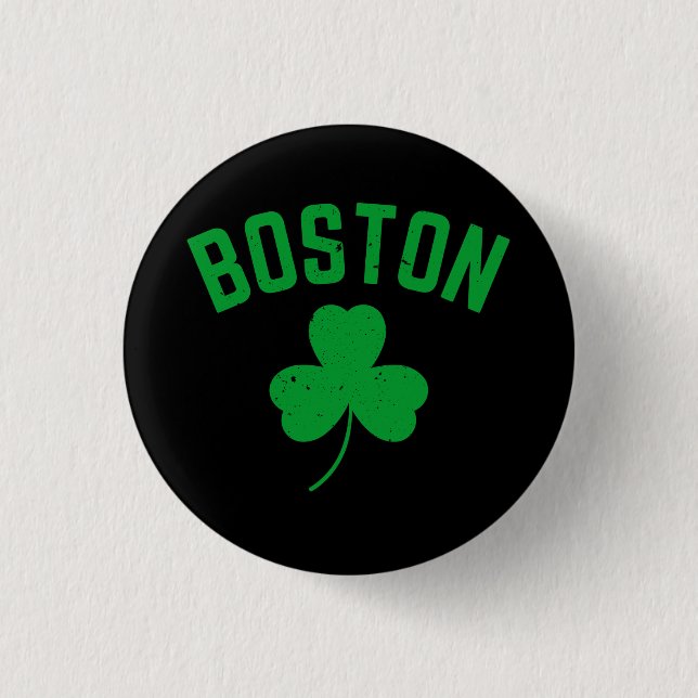Bóton Redondo 2.54cm Boston Green Lucky Shamrock (Frente)