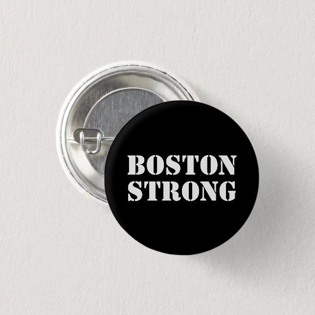 Bóton Redondo 2.54cm "Boston Strong" - preto branco (Frente & Verso)