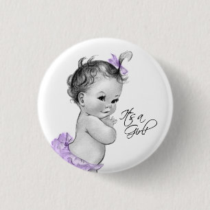 Bóton Redondo 2.54cm Botão Adorável Roxo É uma Menina