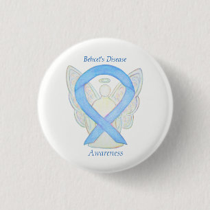 Bóton Redondo 2.54cm Botão Angel Behcet's Disease Awareness Ribbon