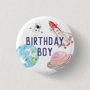 Bóton Redondo 2.54cm Botão Aniversário do Espaço Exterior