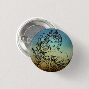 Bóton Redondo 2.54cm Botão Art Nouveau Pinback
