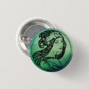 Bóton Redondo 2.54cm Botão Art Nouveau Pinback