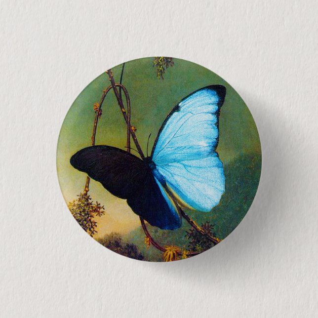Bóton Redondo 2.54cm Botão azul da borboleta de Morpho (Frente)