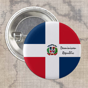 Bóton Redondo 2.54cm Botão Bandeira Dominicana, patriotas República Dom