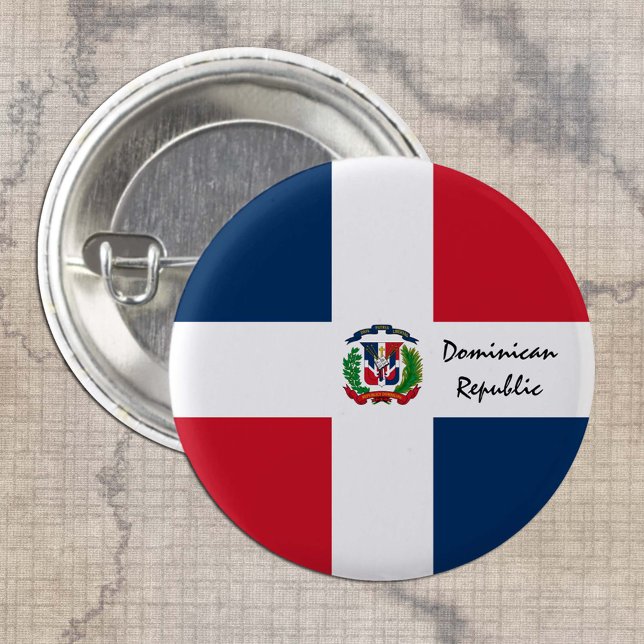 Bóton Redondo 2.54cm Botão Bandeira Dominicana, patriotas República Dom (Criador carregado)