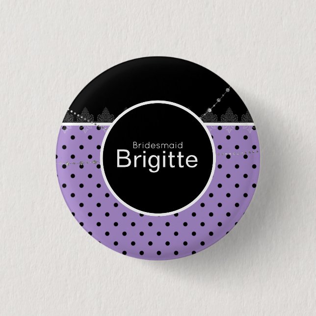 Bóton Redondo 2.54cm Botão bolinhas roxo e preto (Frente)
