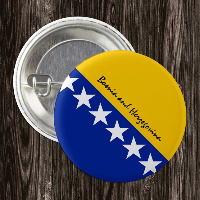 Bóton Redondo 2.54cm Botão Bósnia-Herzegovina, Bandeira Patriótica (Criador carregado)
