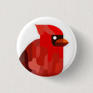 Bóton Redondo 2.54cm Botão cardinal do pássaro