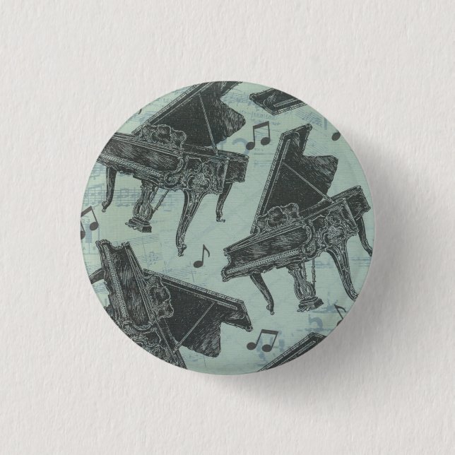 Bóton Redondo 2.54cm Botão chave da música do piano (Frente)