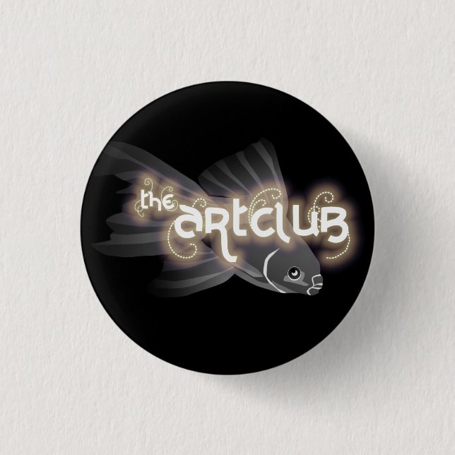 Bóton Redondo 2.54cm Botão cinzento dos peixes (Frente)