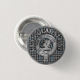 Bóton Redondo 2.54cm Botão Clan Gladstone Crest & Tartan