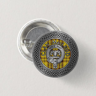 Bóton Redondo 2.54cm Botão Clan MacLeod Crest & Tartan Knot