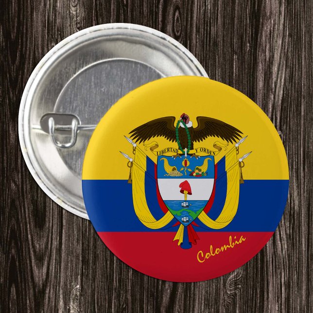 Bóton Redondo 2.54cm Botão Colômbia, Bandeira Colombiana patriótica (Criador carregado)